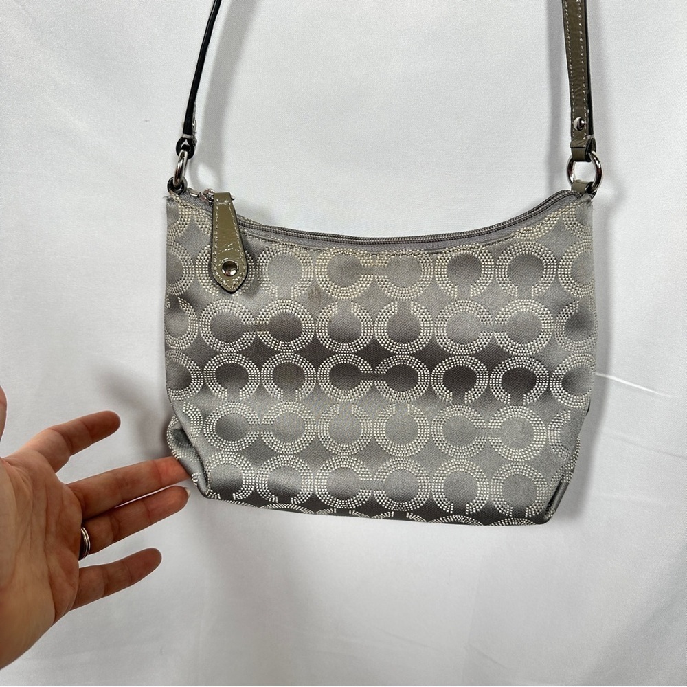 Coach Madison Dotted Op Art Jacquard Small Crossbody Bag Gray 44394 2010s Print - Picture 4 of 14